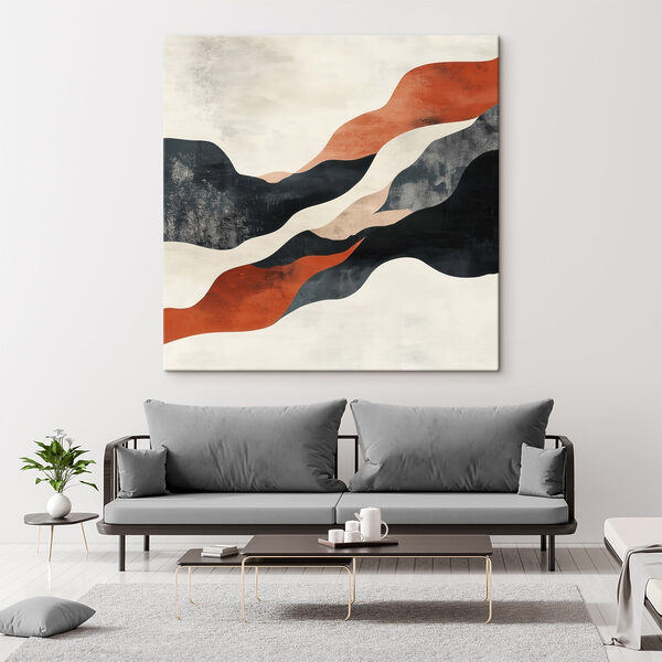 Black orange and white waves