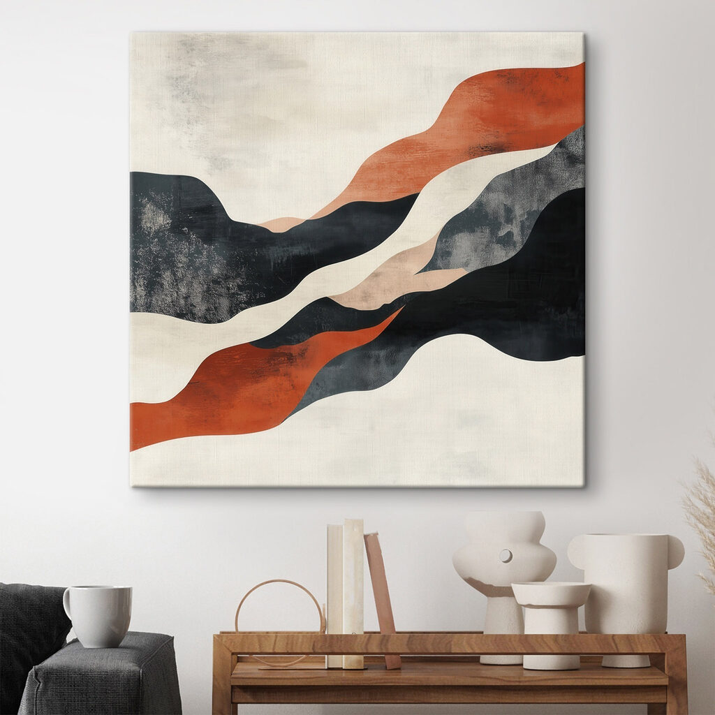 Black orange and white waves