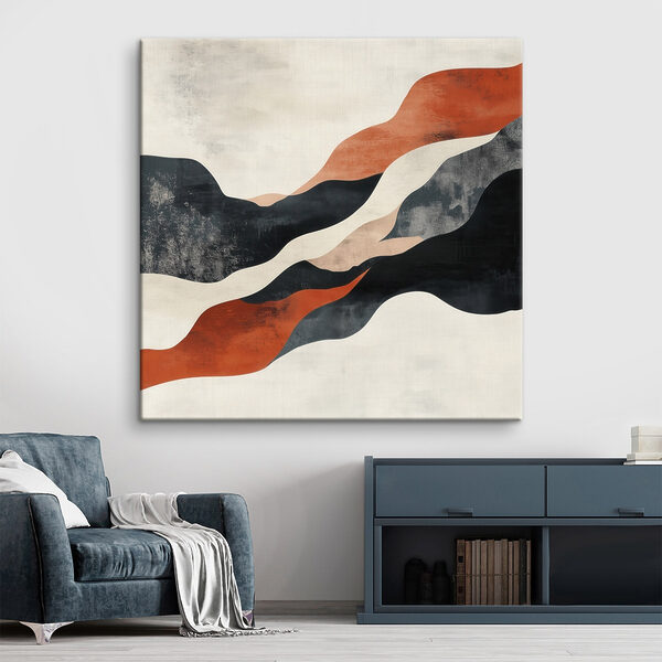 Black orange and white waves