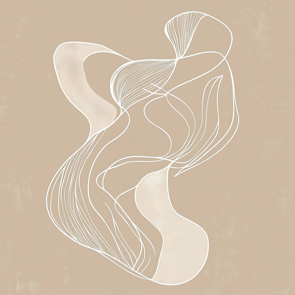 White line drawing on a tan background