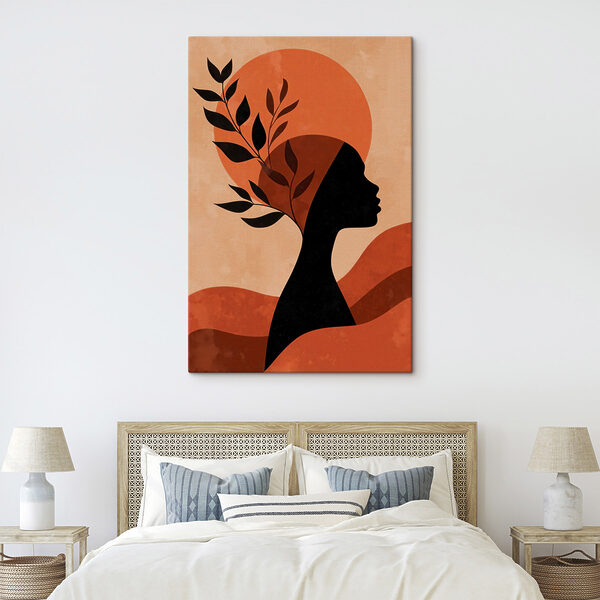 Silhouette of a woman with leaves on her head Silhouette of a woman with leaves on her head