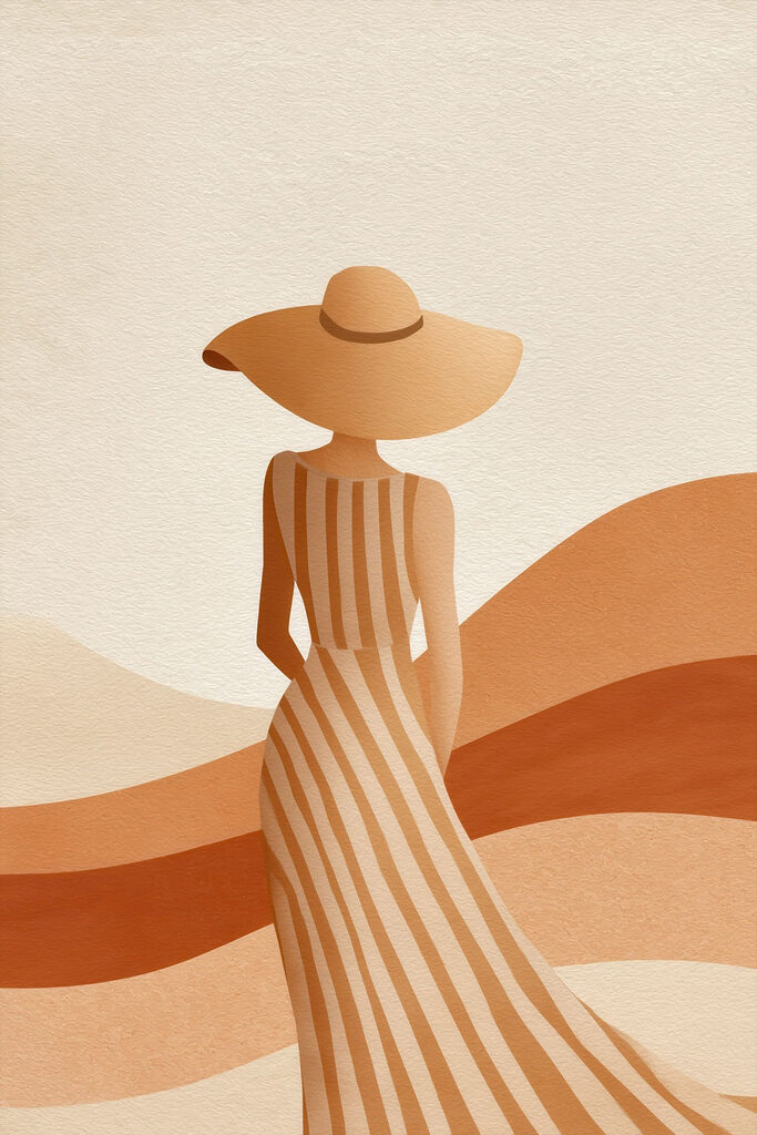 Woman wearing a hat and dress Woman wearing a hat and dress