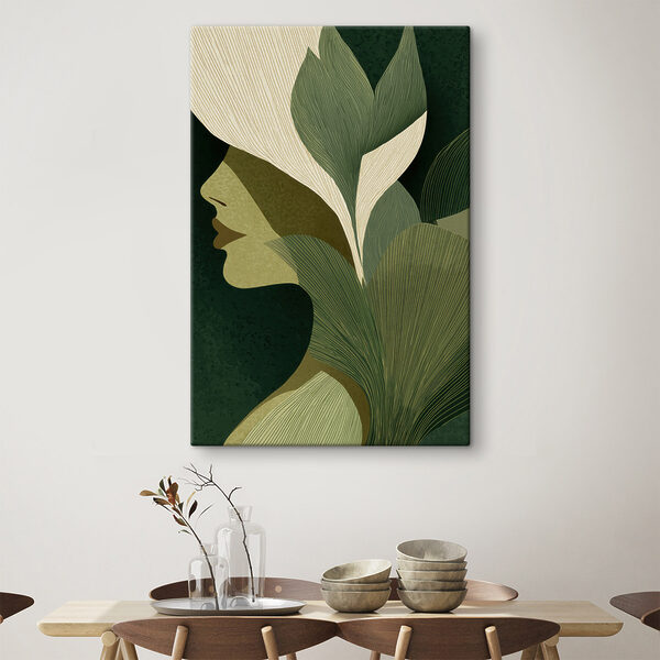 Woman's face with leaves