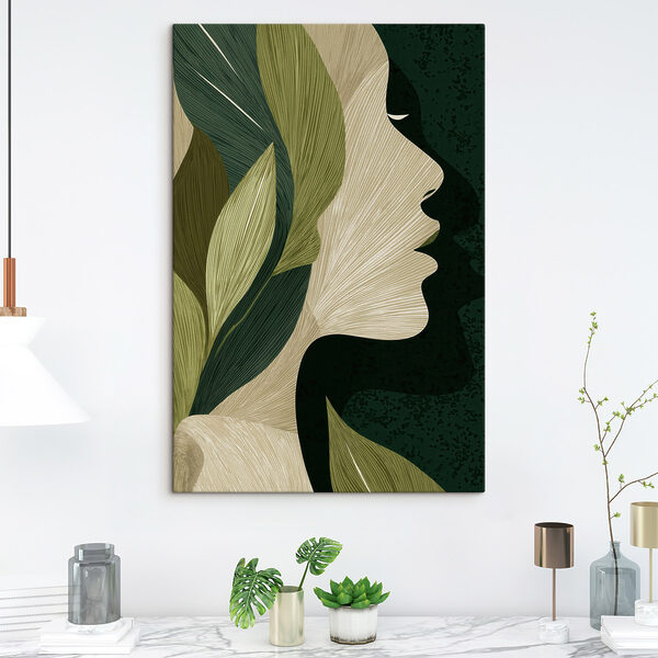 Woman's face with leaves Woman's face with leaves
