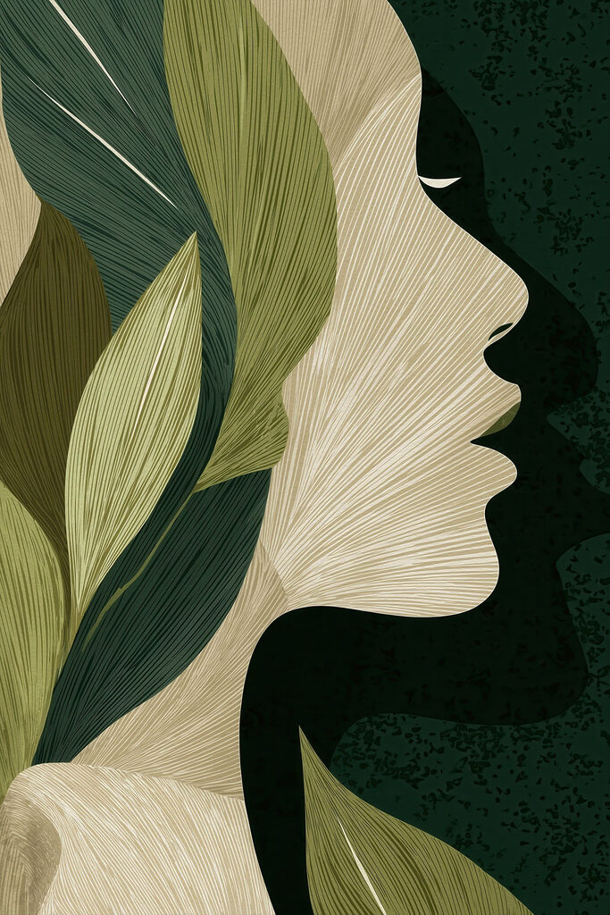 Woman's face with leaves Woman's face with leaves