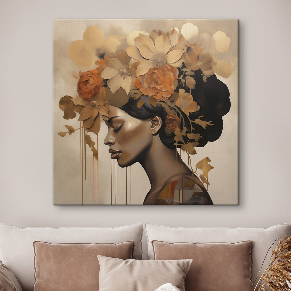 Painting of a woman with flowers in her hair Painting of a woman with flowers in her hair