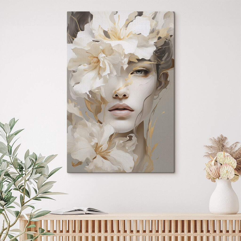 Woman with flowers on her face