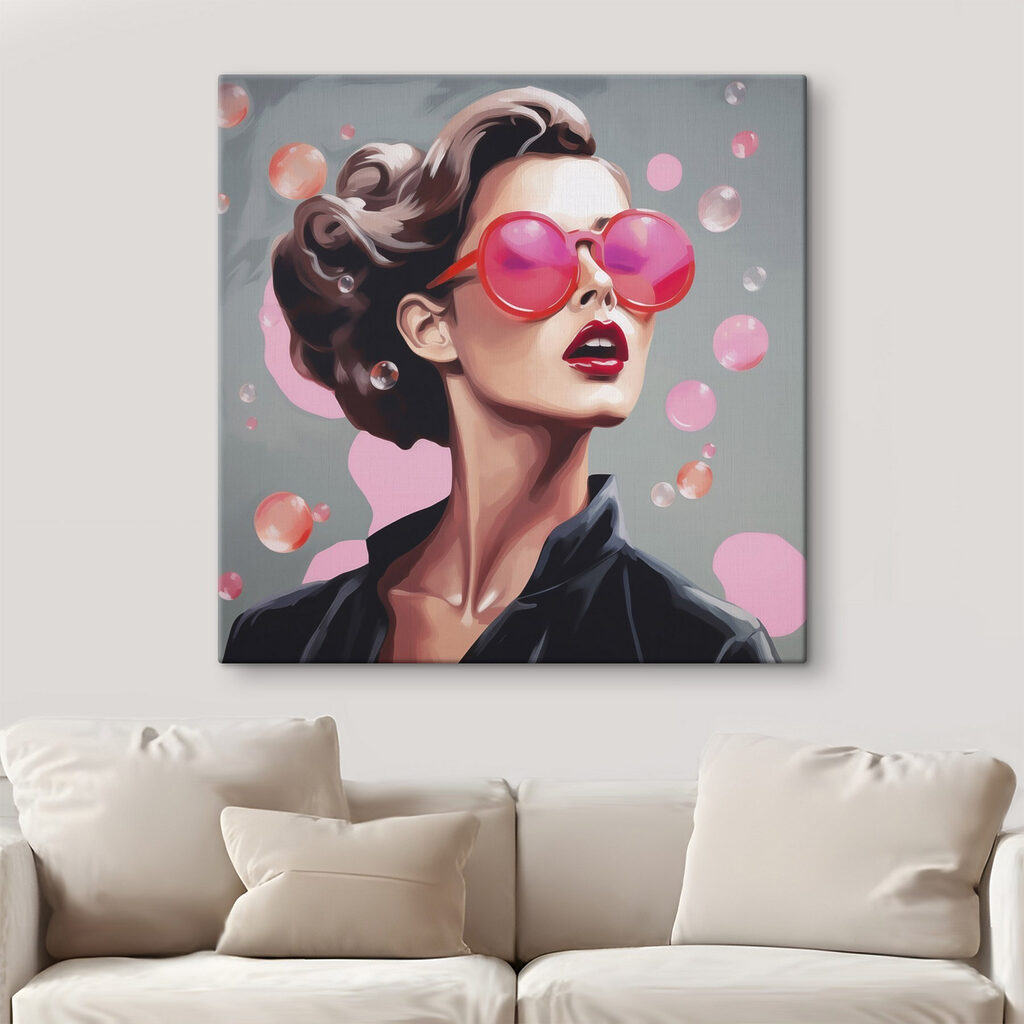 Woman wearing pink sunglasses Woman wearing pink sunglasses