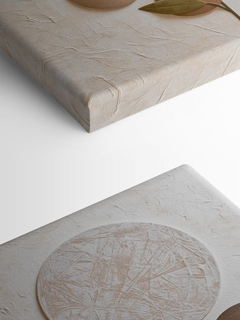 Natural shapes and earthy tones blend Natural shapes and earthy tones blend
