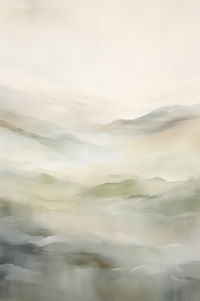 Foggy landscape with hills and clouds Foggy landscape with hills and clouds