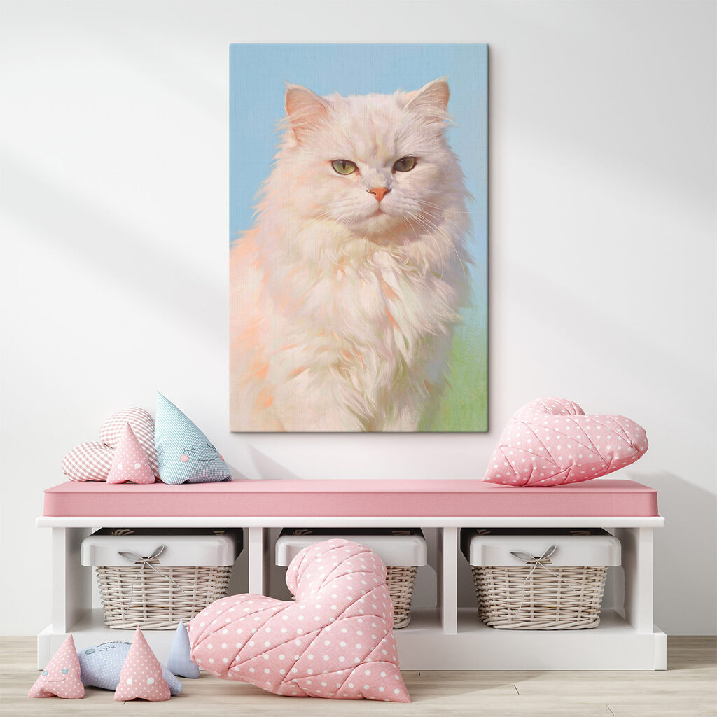 White cat with green eyes
