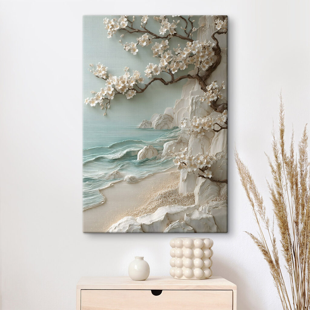 Tree with white flowers on a beach Tree with white flowers on a beach