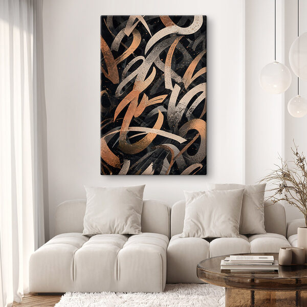 Black and orange brush strokes
