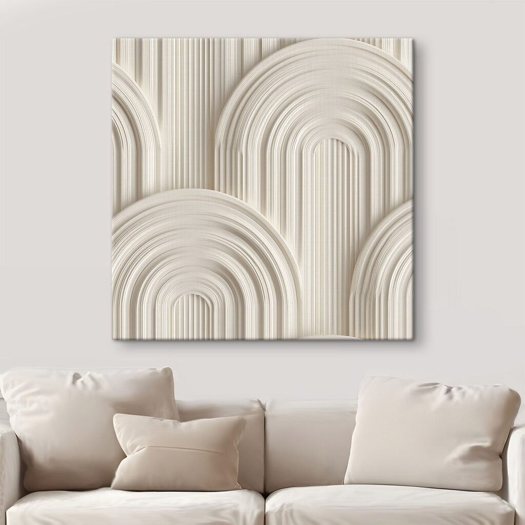 White wall with curved shapes