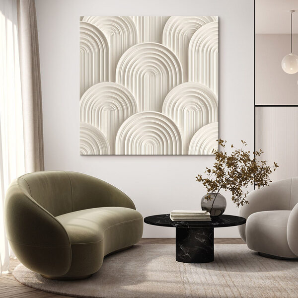White wall with white circles White wall with white circles