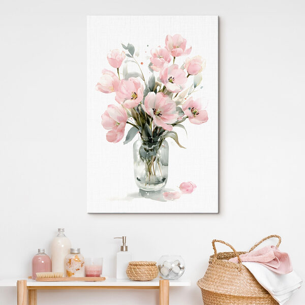 Watercolor of flowers in a glass vase