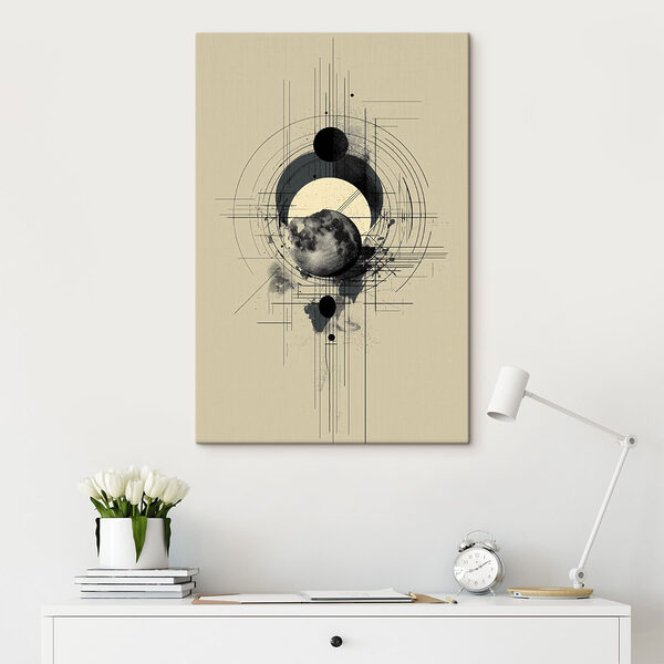 Vászonképek Black and white drawing of a moon and circles (Cikkszám: s49332)