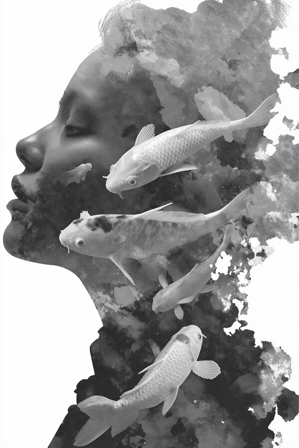 Woman's face with fish