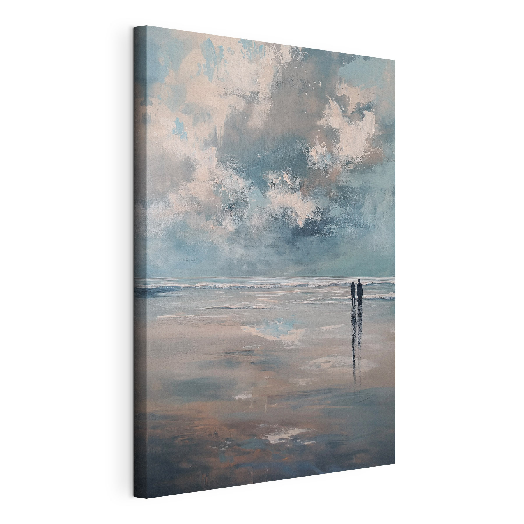 Two people standing on a beach