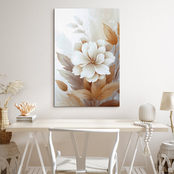White flower with brown leaves White flower with brown leaves