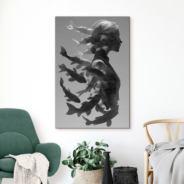 Woman with fish in her hair