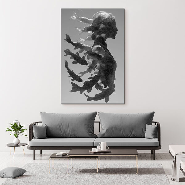 Woman with fish in her hair