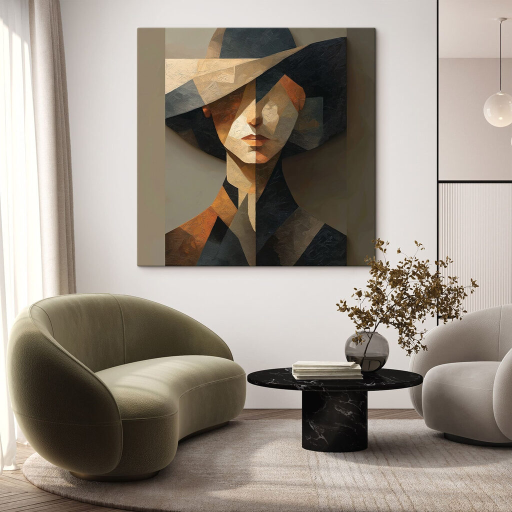 Painting of a woman wearing a hat