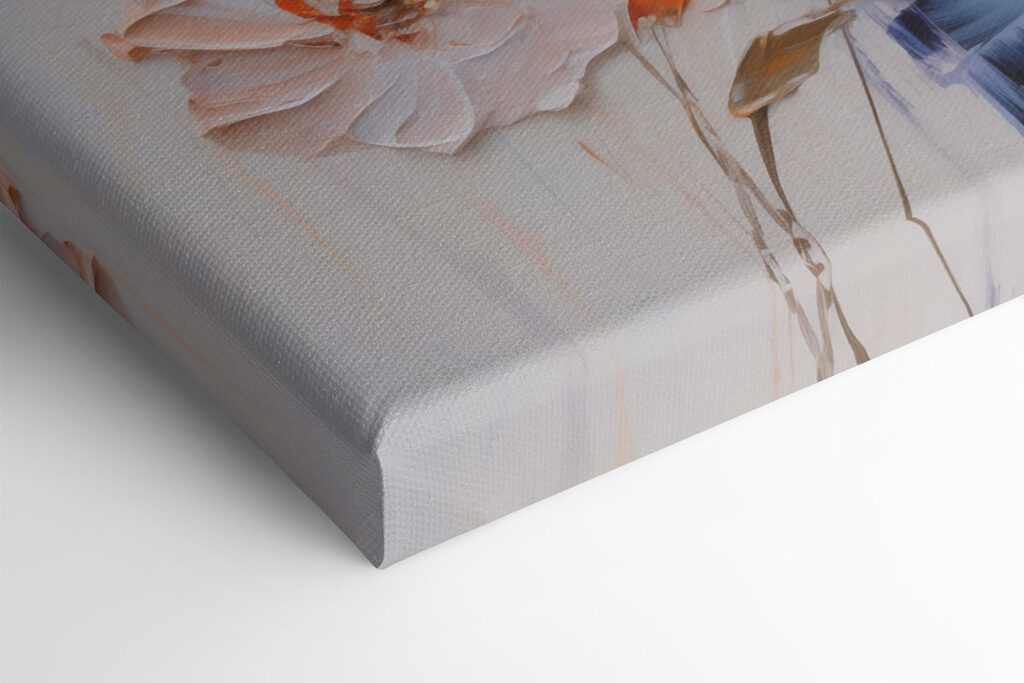 Painting of flowers on a white surface