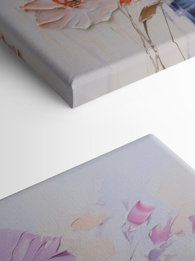 Painting of flowers on a white surface