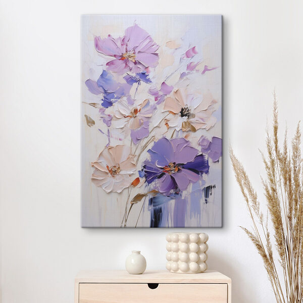Painting of flowers on a white surface