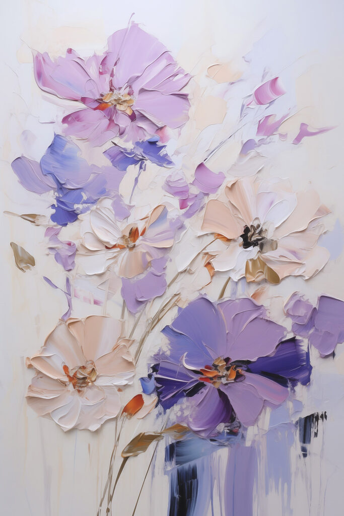 Painting of flowers on a white surface
