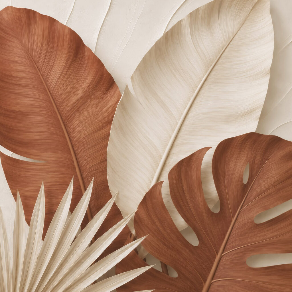 Group of brown and white leaves