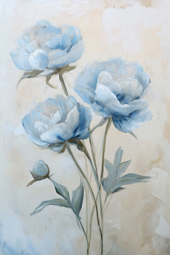 Painting of blue flowers Painting of blue flowers