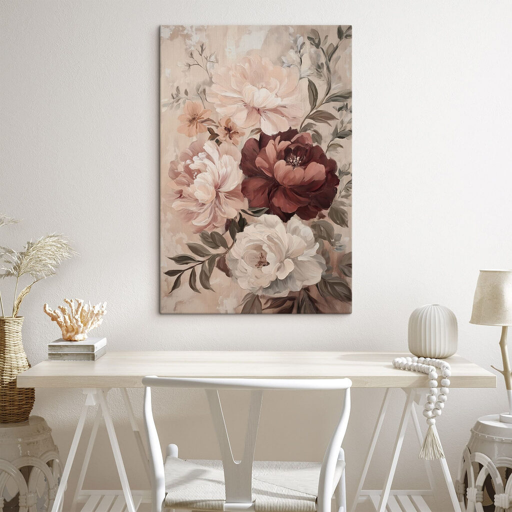 Painting of flowers on a wall Painting of flowers on a wall