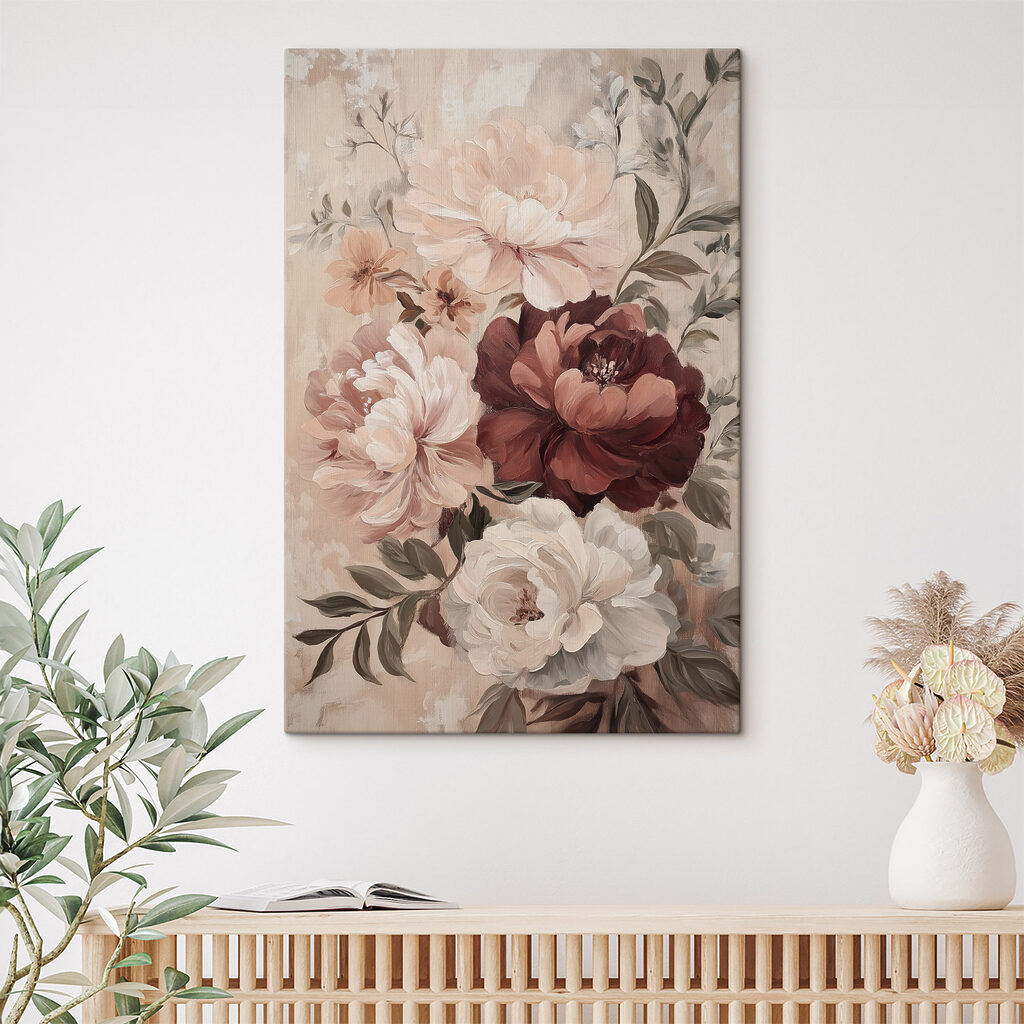 Painting of flowers on a wall Painting of flowers on a wall