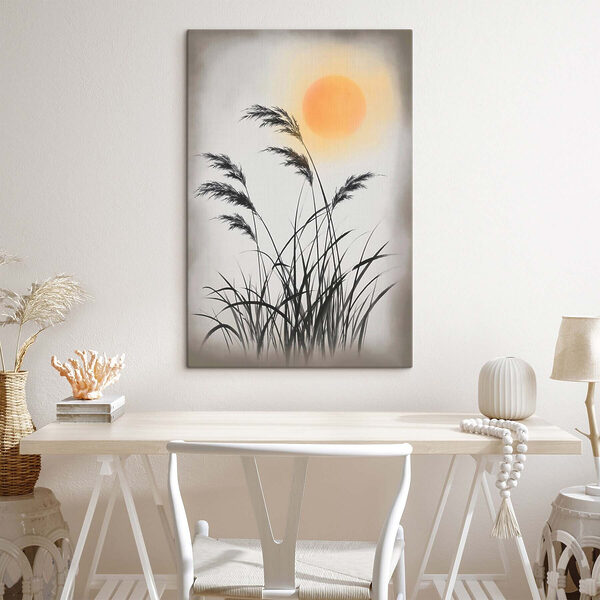 Silhouette of grass and the sun
