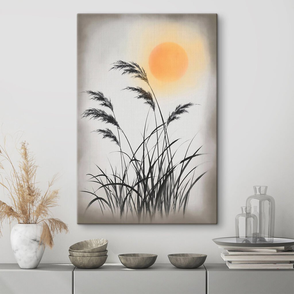 Silhouette of grass and the sun