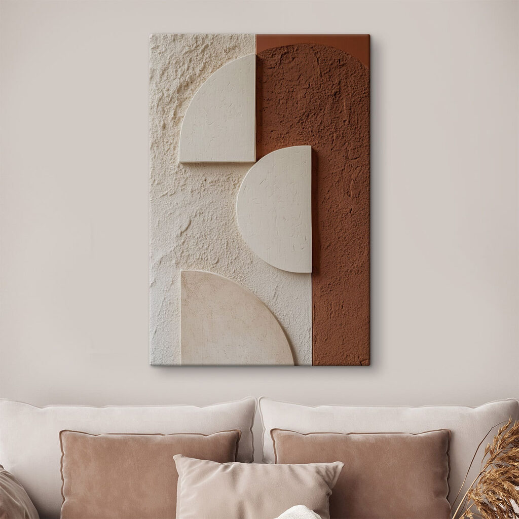 Wall with white and brown shapes Wall with white and brown shapes