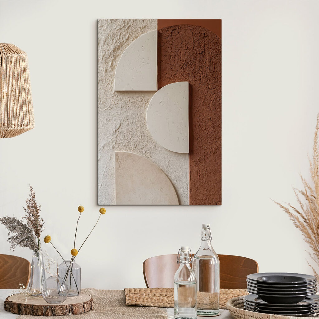 Wall with white and brown shapes Wall with white and brown shapes
