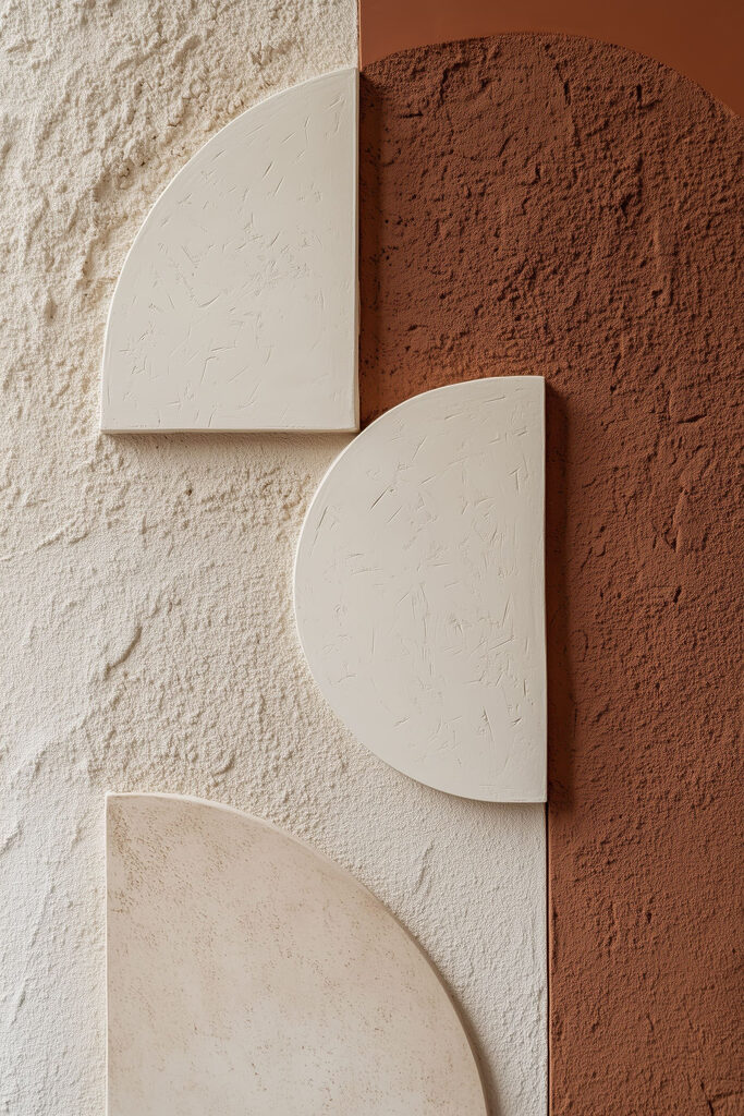 Wall with white and brown shapes Wall with white and brown shapes