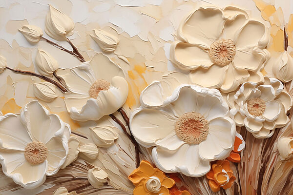 Painting of flowers on a wall Painting of flowers on a wall