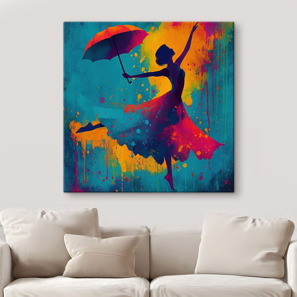 Woman in a dress holding an umbrella