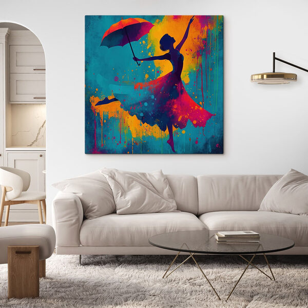 Woman in a dress holding an umbrella