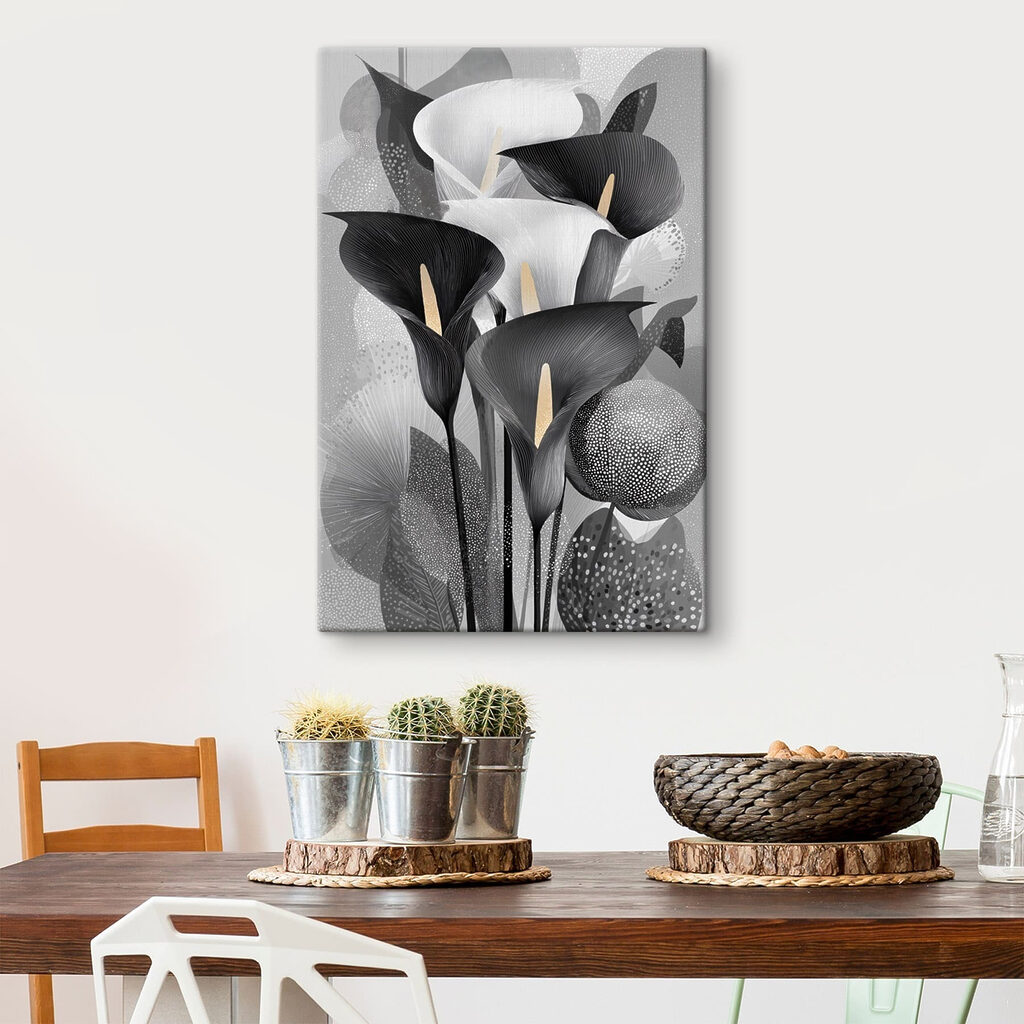 Group of black and white flowers