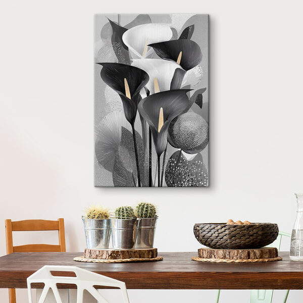 Group of black and white flowers
