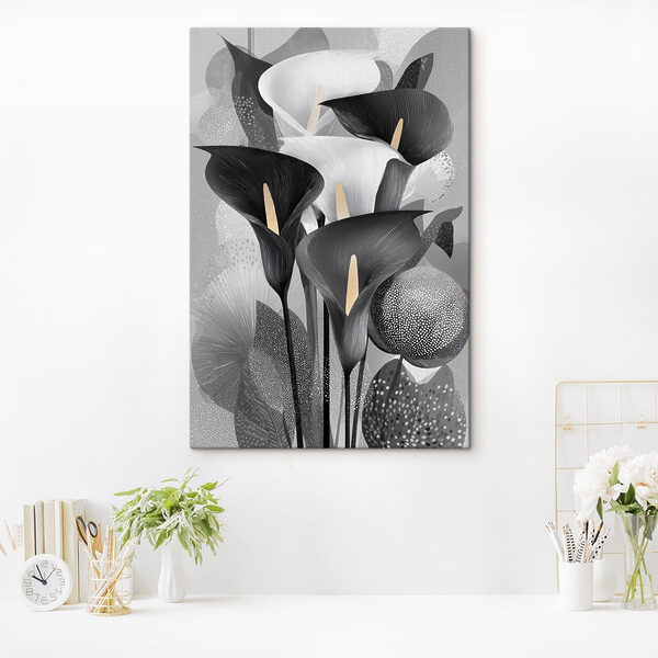 Group of black and white flowers