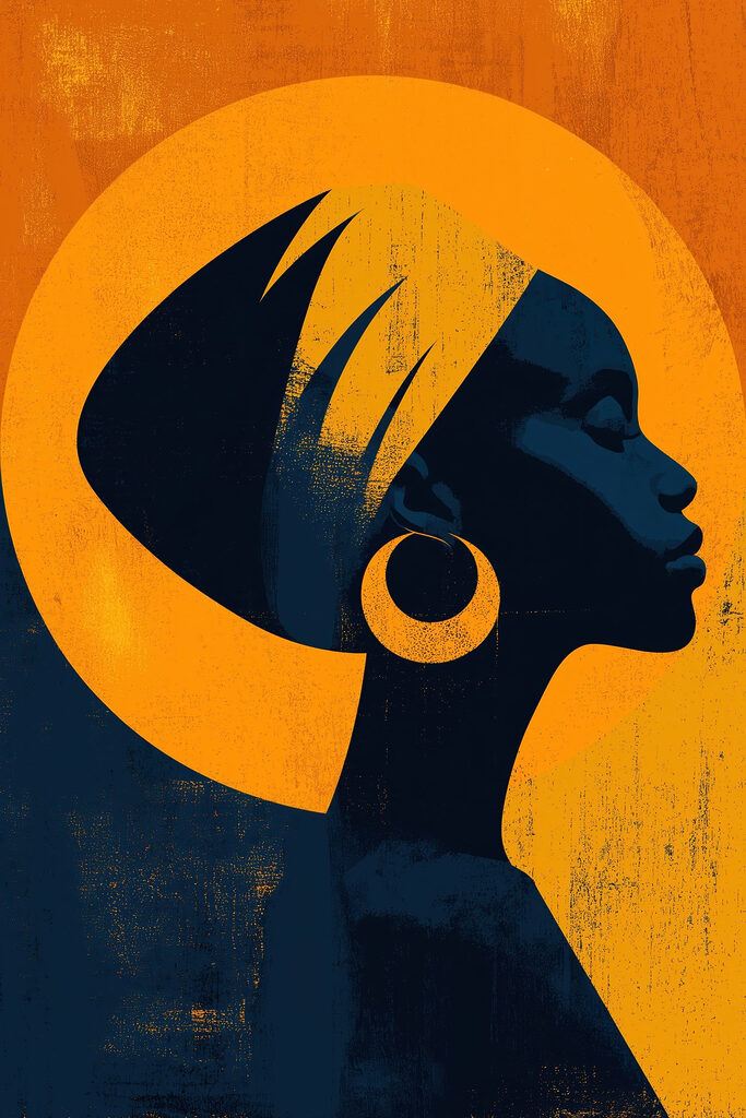Profile of a woman with a head wrap