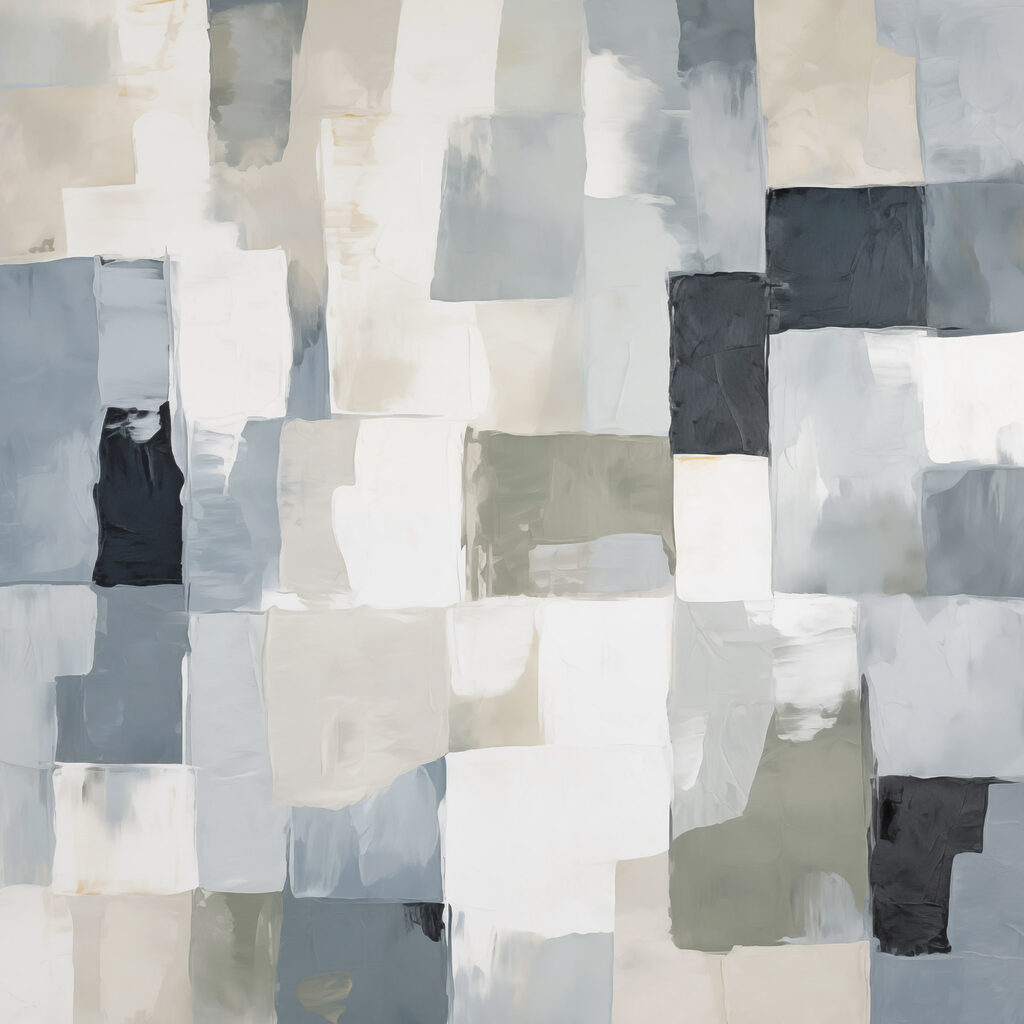 Painting of squares in different shades of gray and black