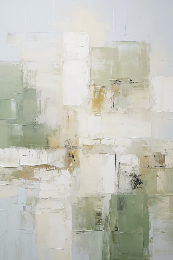 Painting of white and green squares