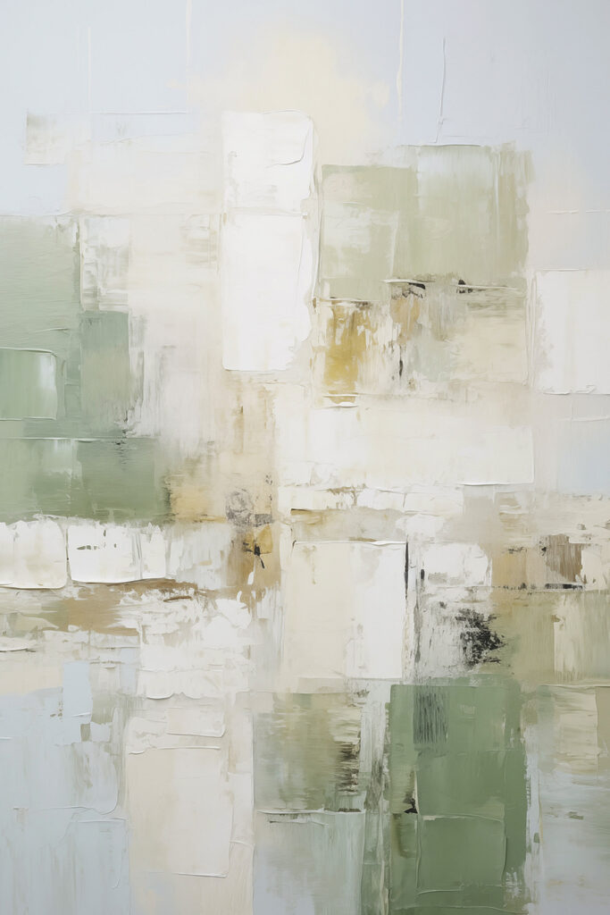 Painting of white and green squares